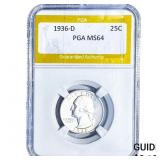 1936-D Washington Silver Quarter PGA MS64