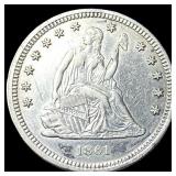 1861 Seated Liberty Silver Quarter  UNCIRCULATED