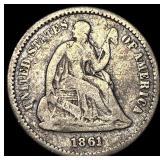 1861 Silver Seated Liberty Half Dime NICELY  CIRC