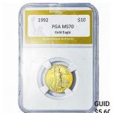 1992 1/4oz $10 Gold Eagle PGA MS70