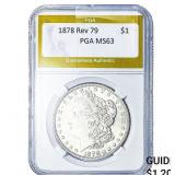1878 Rev 79 Morgan Silver Dollar PGA MS63