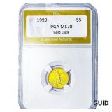 1999 1/10oz $5 Gold Eagle PGA MS70