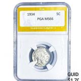 1934 Buffalo Nickel PGA MS66