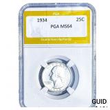 1934 Washington Silver Quarter PGA MS64