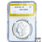 1878 Rev 79 Morgan Silver Dollar PGA MS64