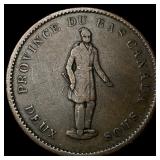 1837 Province of Lower Canada 1 Penny Token LIGHTL