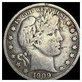 1909 Silver Barber Half Dollar LIGHTLY  CIRCULATE