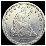 1877-S Silver Seated Liberty Quarter LIGHTLY  CIR