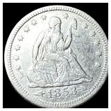 1853 Arrows/Rays Seated Liberty Quarter CLOSELY U