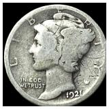 1921 Silver Mercury Dime LIGHTLY CIRCULATED