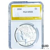 1934 Silver Peace Dollar PGA MS66
