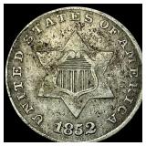 1852 Silver Three-Cent Piece LIGHTLY CIRCULATED