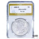 1888-O Morgan Silver Dollar PGA AU55 Hot Lips