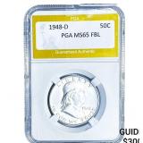 1948-D Franklin Half Dollar PGA MS65 FBL