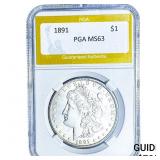 1891 Morgan Silver Dollar PGA MS63