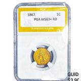 1867 Indian Head Cent PGA MS63+ RD