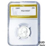 1940 Washington Silver Quarter PGA MS67