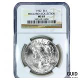 1922 Silver Peace Dollar NGC MS63