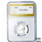 1932 Washington Silver Quarter PGA MS65