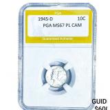 1945-D Mercury Silver Dime PGA MS67 PL CAMEO