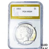 1921 Silver Peace Dollar PGA MS64