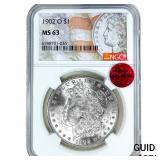 1902-O Morgan Silver Dollar NGC MS63
