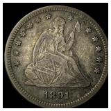 1891-S Silver Seated Liberty Quarter LIGHTLY CIRCU