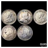 [5 Coins] 1886-1920 Canada Silver 5 Cents