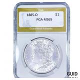 1885-O Morgan Silver Dollar PGA MS65