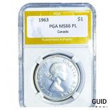 1963 Canada Silver Dollar PGA MS66 PL