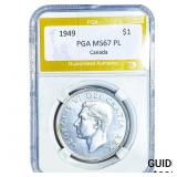 1949 Canada Silver Dollar PGA MS67 PL