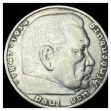 1936D Germany Silver 5 Reichsmark