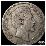 1876D German States Bavaria Silver 5 Mark