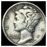 1918-S Silver Mercury Dime ABOUT UNCIRCULATED