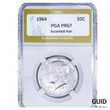 1964 Kennedy Half Dollar PGA PR67 Accented Hair