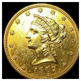1907-D Liberty Head Eagle $10 Gold CLOSELY  UNCIR