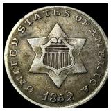 1852 Silver Three-Cent Piece NEARLY UNCIRCULATED