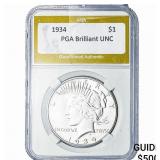 1934 Silver Peace Dollar PGA Brilliant UNC