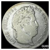 1833 France Silver 5 Francs