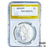 1878 8TF Morgan Silver Dollar PGA MS63 PL