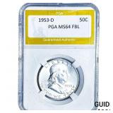 1953-D Franklin Half Dollar PGA MS64 FBL