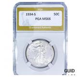 1934-S Walking Liberty Half Dollar PGA MS66