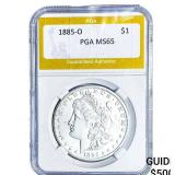 1885-O Morgan Silver Dollar PGA MS65