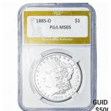1885-O Morgan Silver Dollar PGA MS65