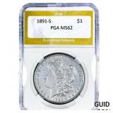 1891-S Morgan Silver Dollar PGA MS62