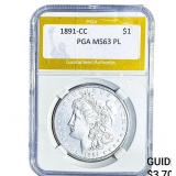 1891-CC Morgan Silver Dollar PGA MS63 PL