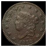 1822 Coronet Head Large Cent LIGHTLY  CIRCULATED