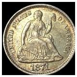 1871 Seated Liberty Half Dime CHOICE AU