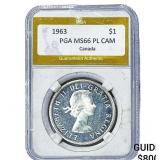 1963 Canada Silver Dollar PGA MS66 PL CAMEO