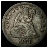 1858 Seated Liberty Quarter LIGHTLY CIRCULATED